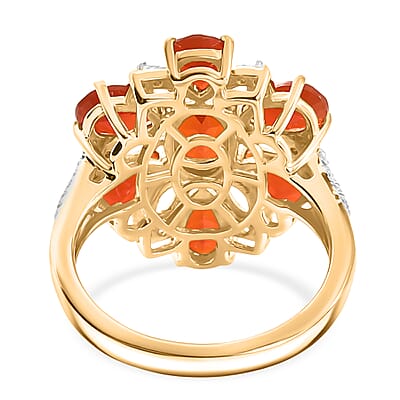 Crimson Fire Opal and Multi Gemstone 3.10 ctw Ring in 18K Vermeil Yellow Gold Over Sterling Silver (Size 6.0)