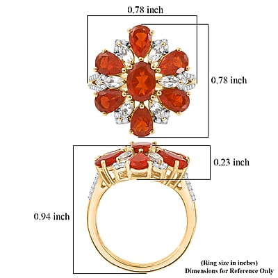 Crimson Fire Opal and Multi Gemstone 3.10 ctw Ring in 18K Vermeil Yellow Gold Over Sterling Silver (Size 6.0)