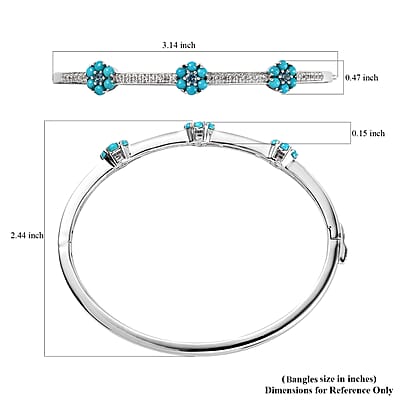 Premium London Blue Topaz and Multi Gemstone 1.60 ctw Bangle Bracelet in Rhodium Over Sterling Silver (7.00 In)