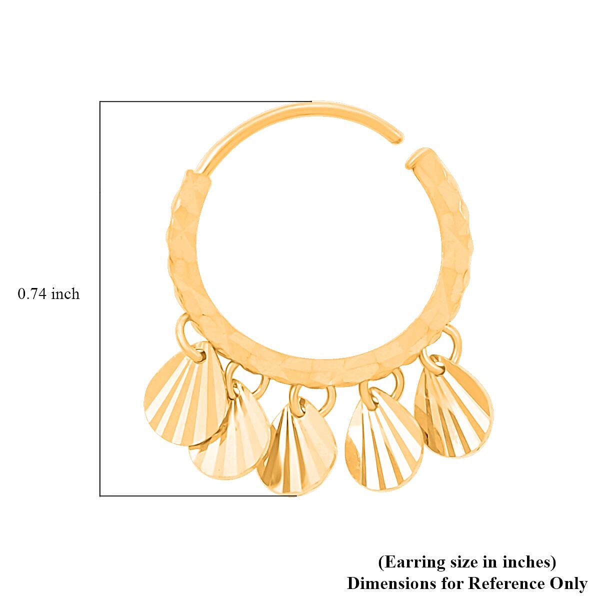 24K Yellow Gold Electroform Pear Cut Hoop Earrings 2.10 Grams