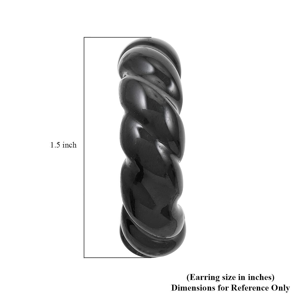 Black Murano Style Twisted Hoop Earrings in Stainless Steel