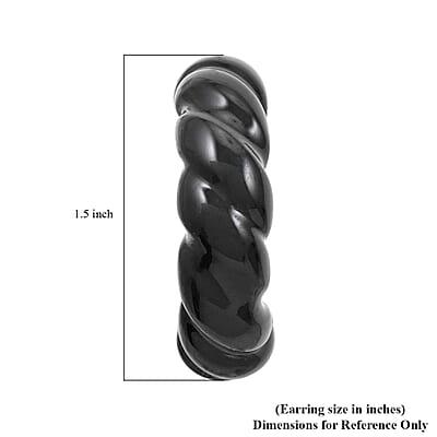 Black Murano Style Twisted Hoop Earrings in Stainless Steel