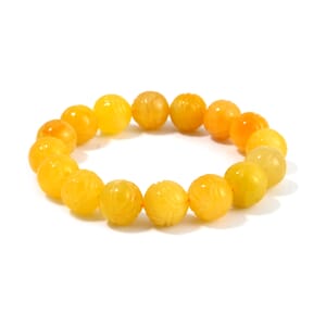 Honey Jade (D) 238.00 ctw Lotus Carved Beaded Stretch Bracelet
