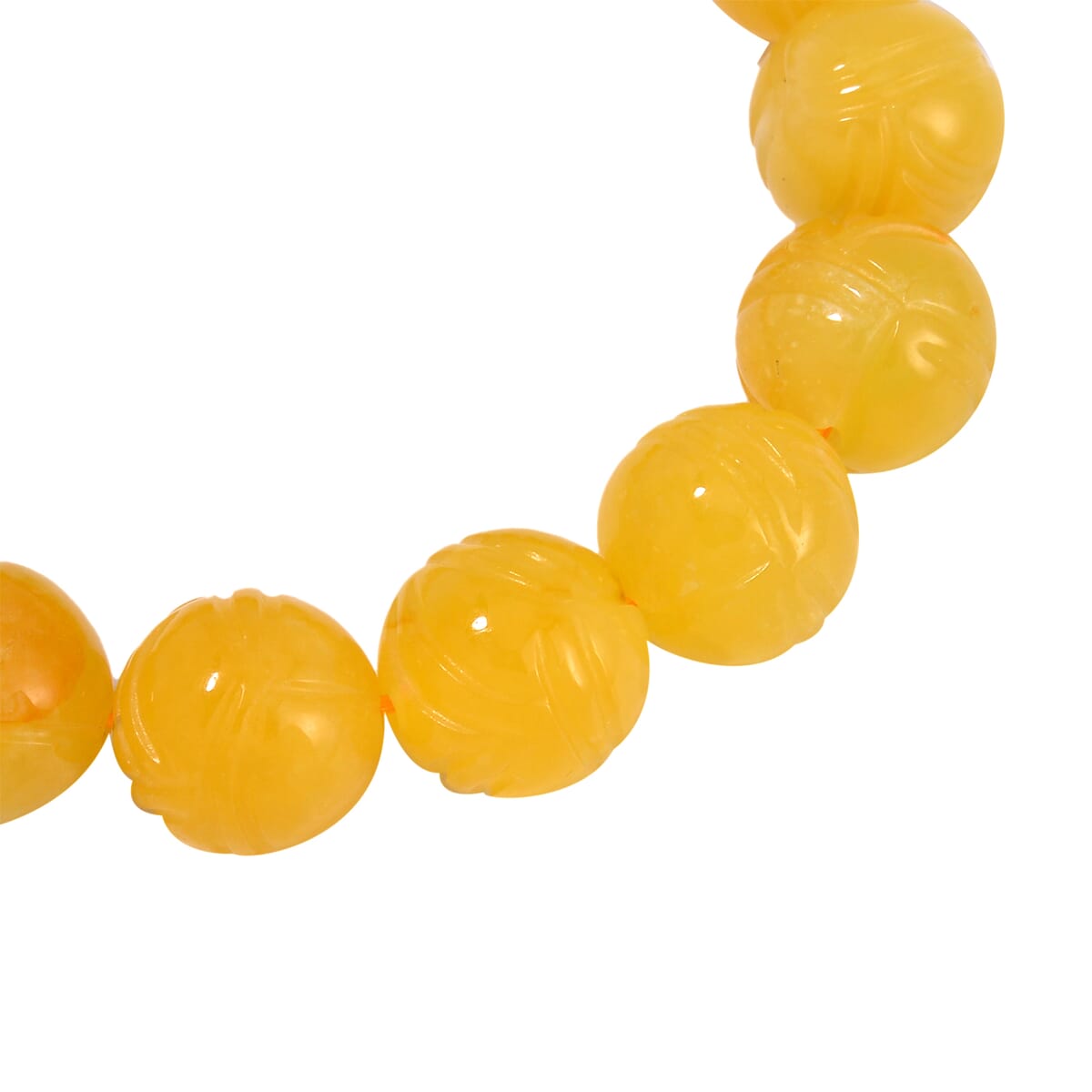 Honey Jade (D) 238.00 ctw Lotus Carved Beaded Stretch Bracelet image number 2