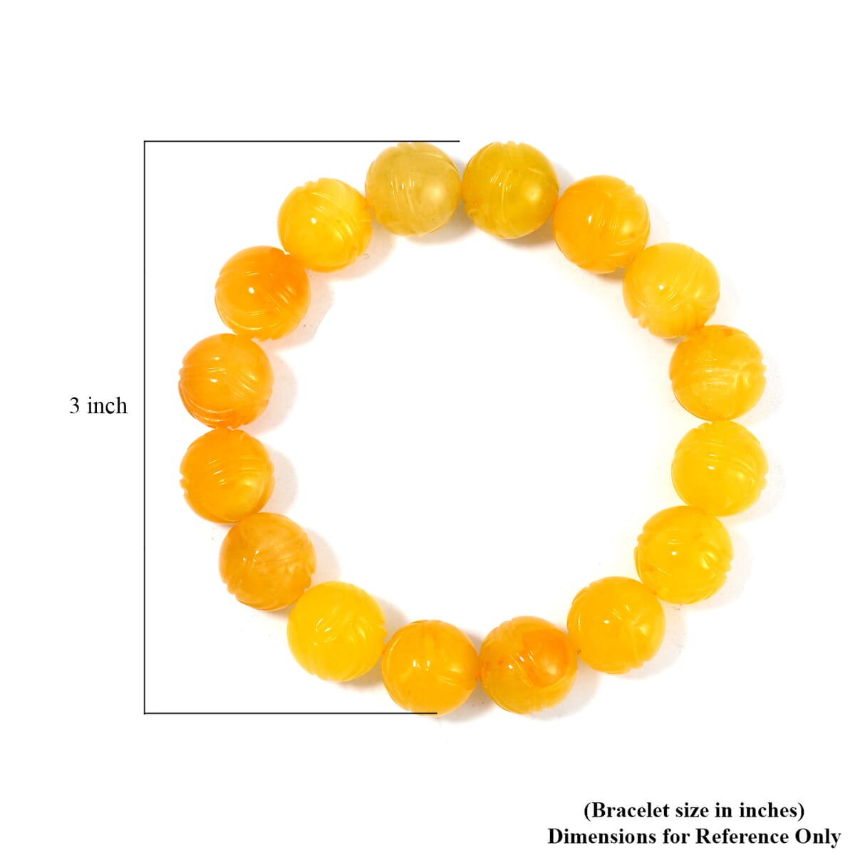Honey Jade (D) 238.00 ctw Lotus Carved Beaded Stretch Bracelet image number 3