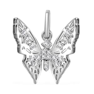 Moissanite Butterfly Charm in Platinum Over Sterling Silver 0.30 ctw