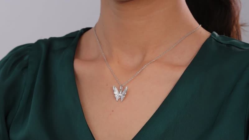 Moissanite Butterfly Charm in Platinum Over Sterling Silver 0.30 ctw