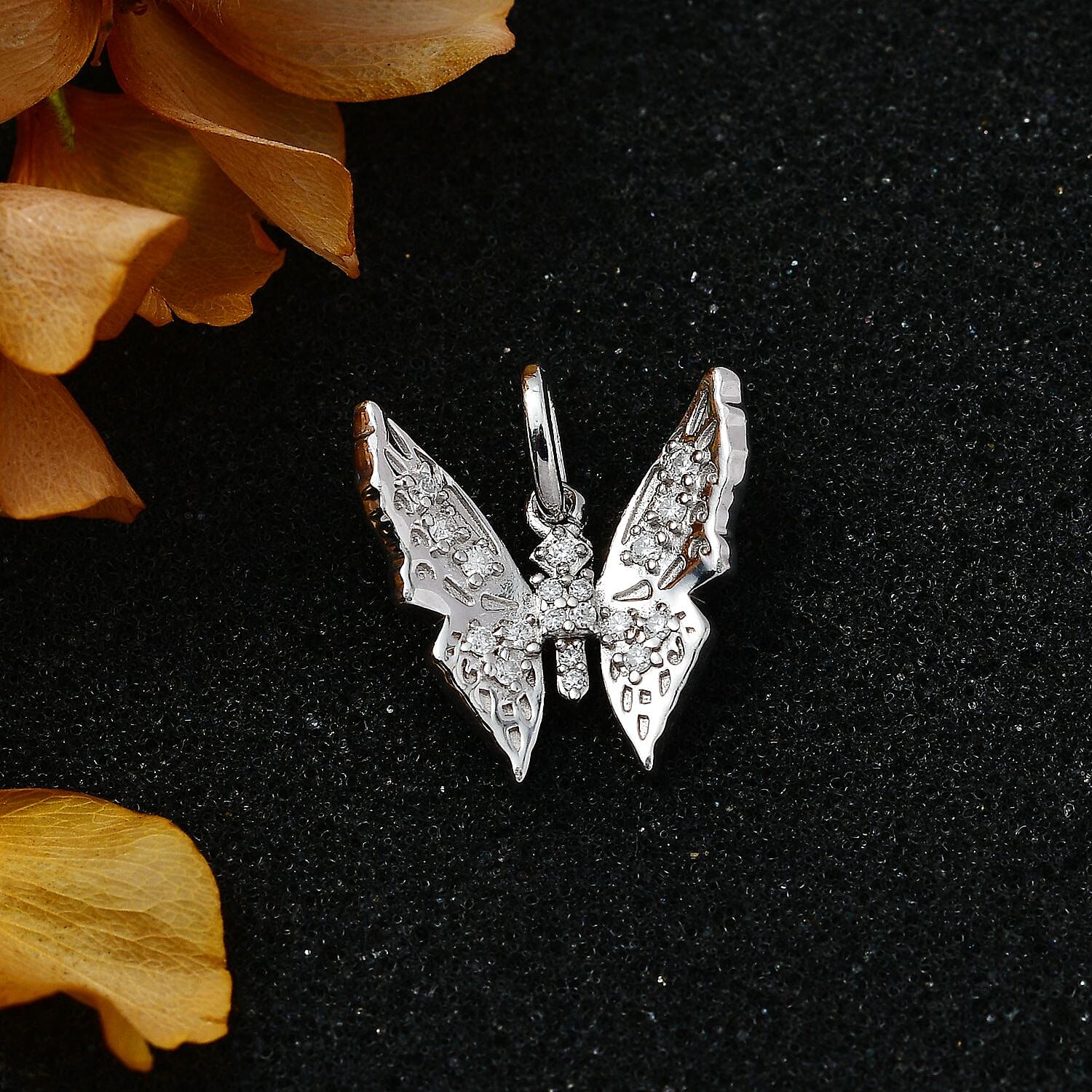 Moissanite Butterfly Charm in Platinum Over Sterling Silver 0.30 ctw
