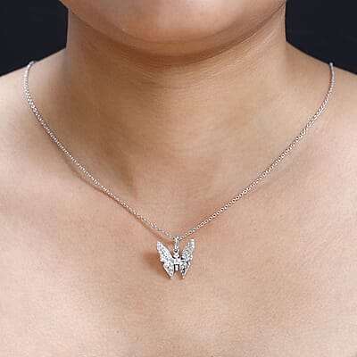 Moissanite Butterfly Charm in Platinum Over Sterling Silver 0.30 ctw