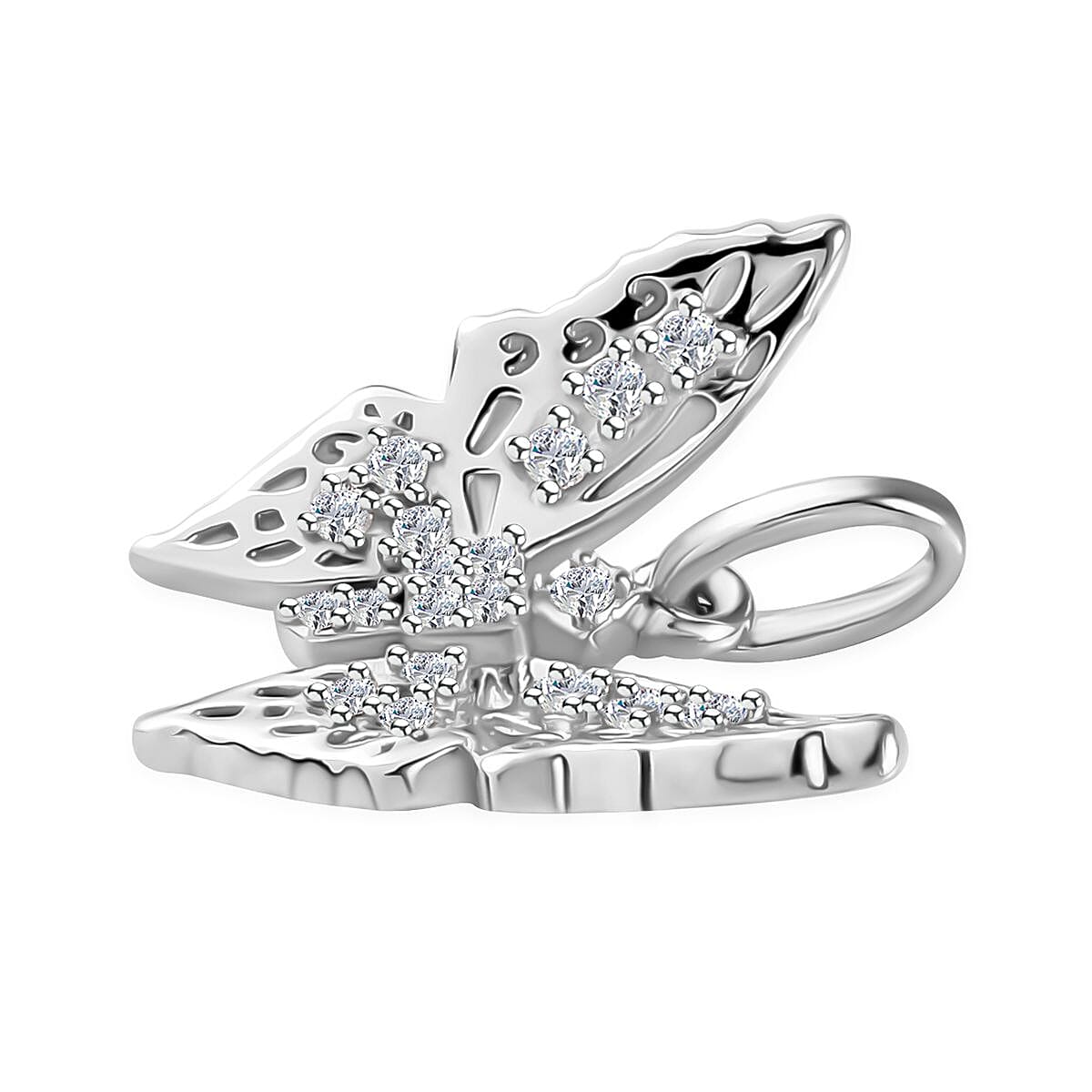 Moissanite Butterfly Charm in Platinum Over Sterling Silver 0.30 ctw