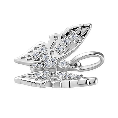 Moissanite Butterfly Charm in Platinum Over Sterling Silver 0.30 ctw
