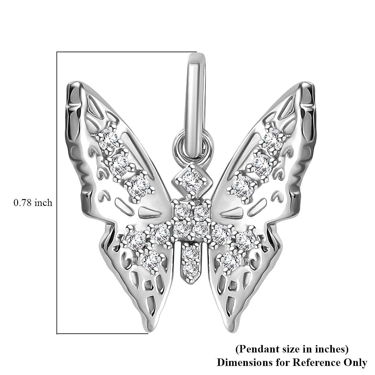 Moissanite Butterfly Charm in Platinum Over Sterling Silver 0.30 ctw