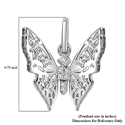 Moissanite Butterfly Charm in Platinum Over Sterling Silver 0.30 ctw