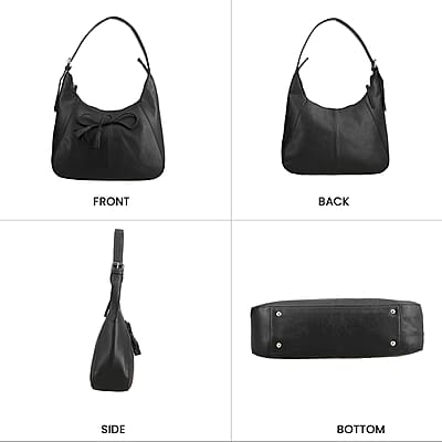 Black Genuine Leather Shoulder Bag and Wallet