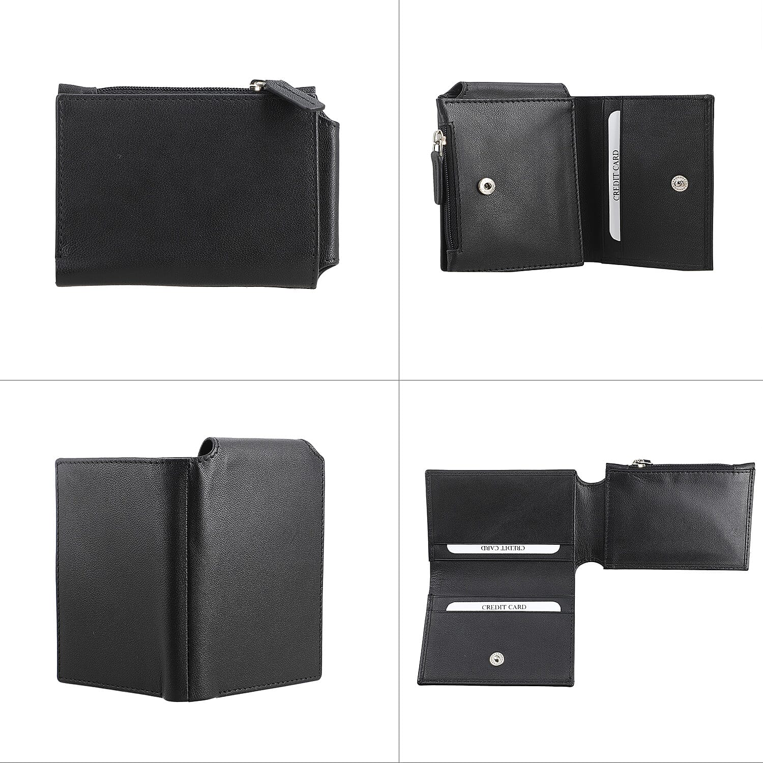 Black Genuine Leather Shoulder Bag and Wallet
