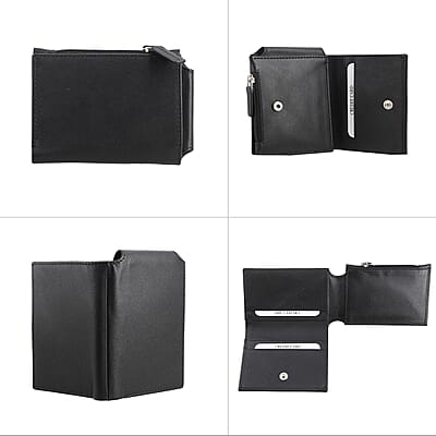 Black Genuine Leather Shoulder Bag and Wallet