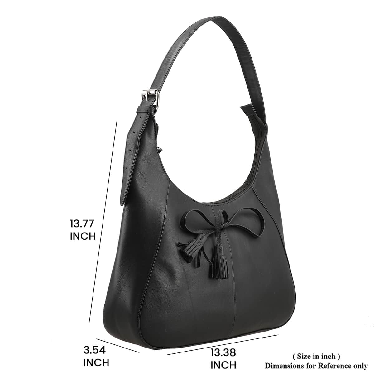 100% Genuine leather shoulder  bag DIMENSION-  BAG - 13.38 L x 13.77 H x 3.54 W inches Wallet Size -L(4.5)X H(3.34)X W(0.7) in COLOR: Black image number 7