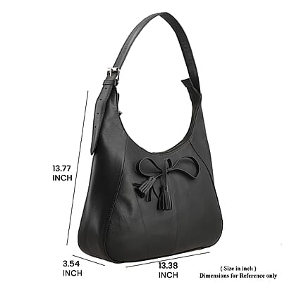 Black Genuine Leather Shoulder Bag and Wallet