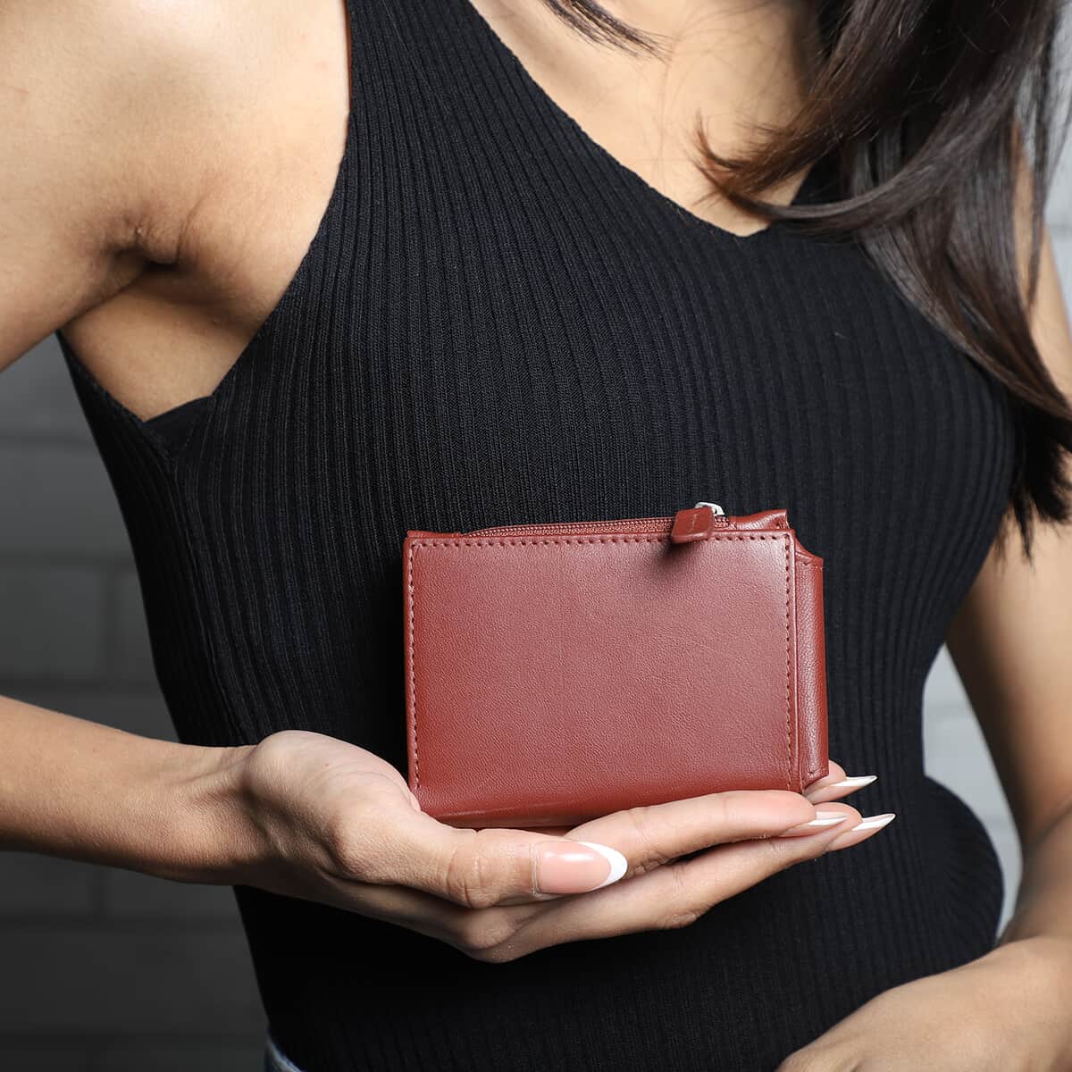 Wine Red Genuine Leather Shoulder Bag and Wallet image number 5