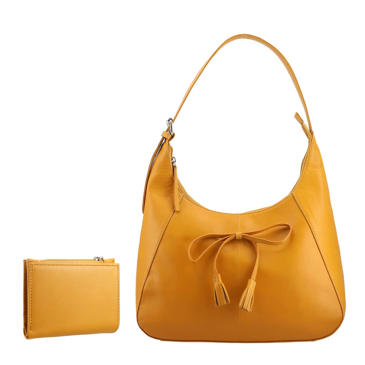 Mustard Genuine Leather Shoulder Bag and Wallet image number 0