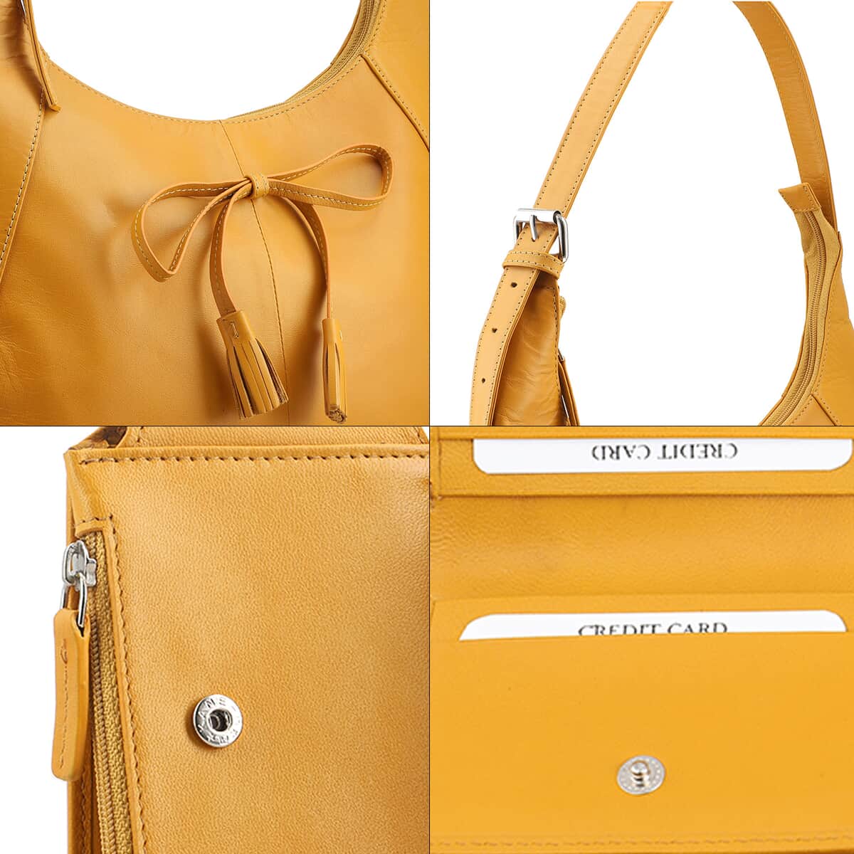 Mustard Genuine Leather Shoulder Bag and Wallet image number 9