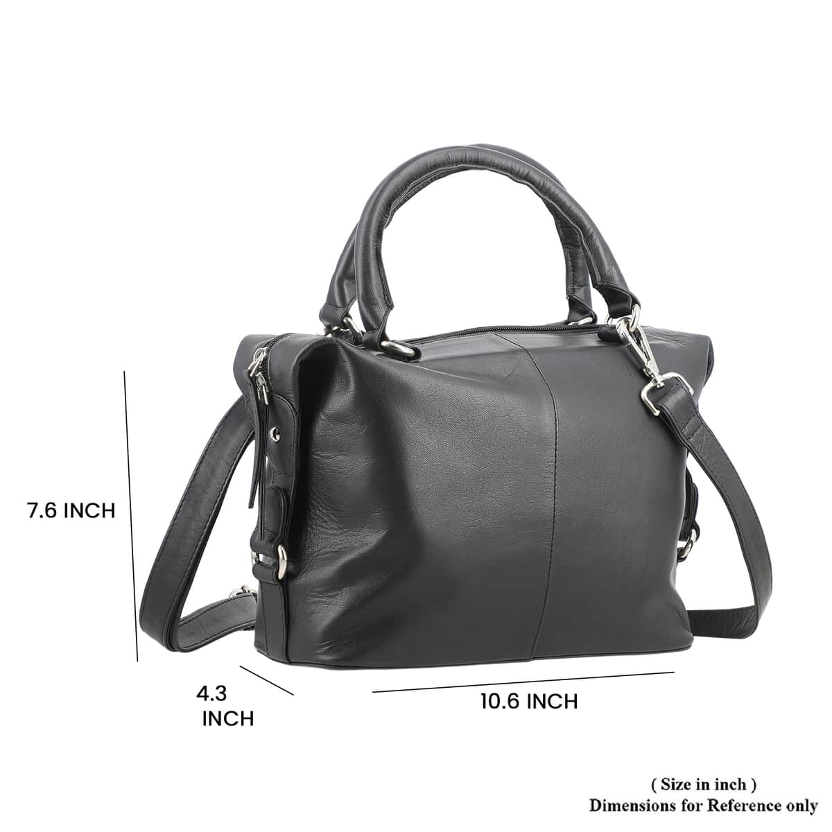 100% Genuine leather shoulder  bag Size- 10.6L x 7.67H x 4.33W inches COLOR: Black image number 6