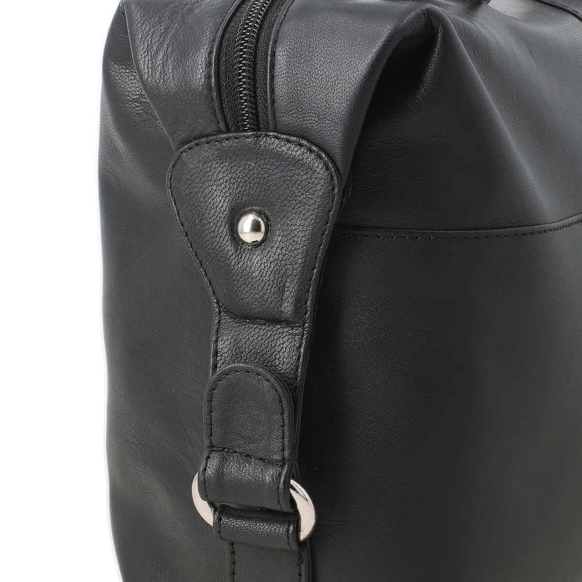 100% Genuine leather shoulder  bag Size- 10.6L x 7.67H x 4.33W inches COLOR: Black image number 8