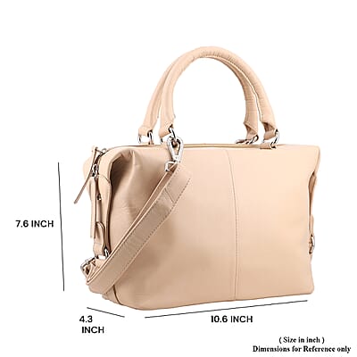 Beige Genuine Leather Shoulder Bag