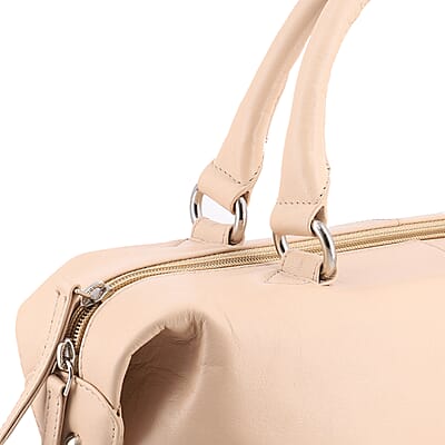 Beige Genuine Leather Shoulder Bag