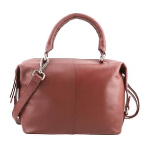 Wine Red Genuine Leather Shoulder Bag