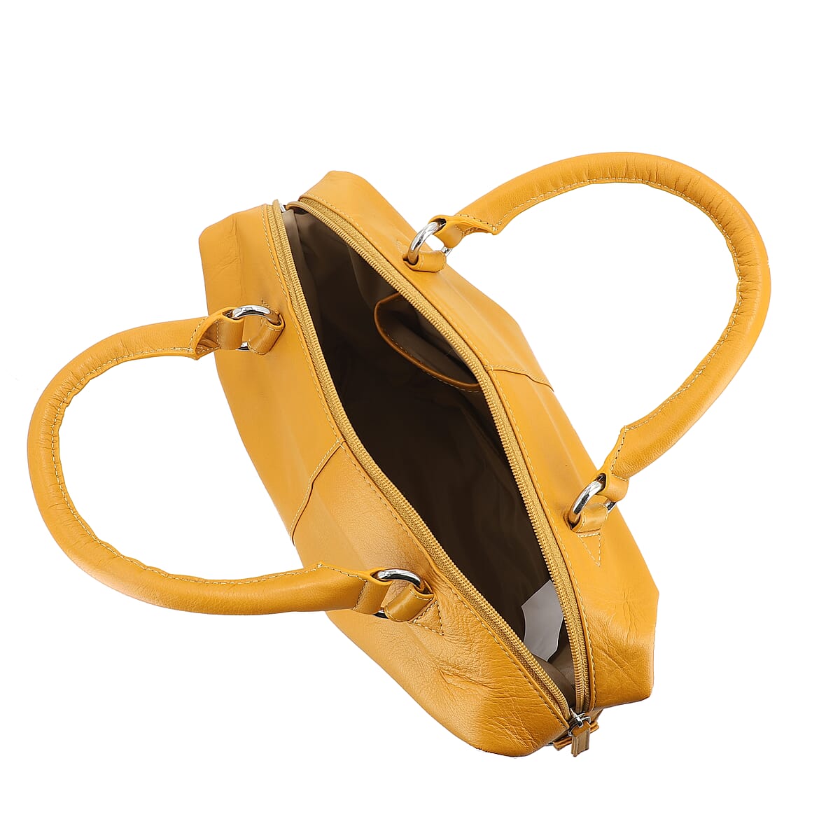 Mustard Genuine Leather Shoulder Bag image number 4