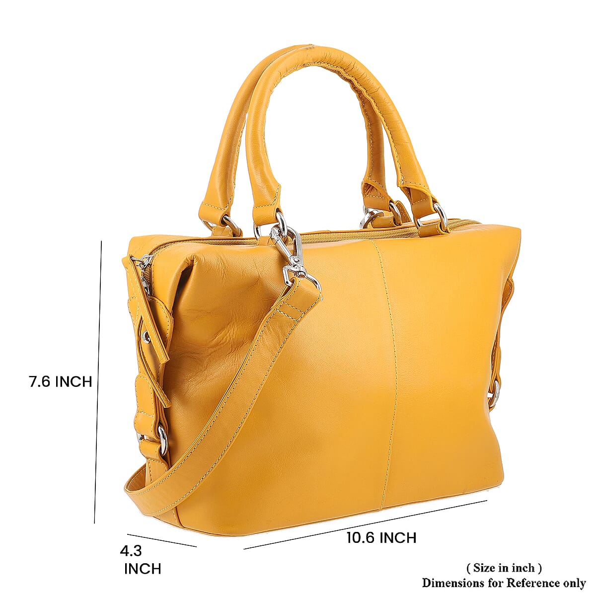 Mustard Genuine Leather Shoulder Bag image number 6
