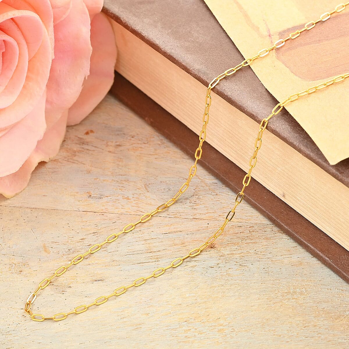 24K Yellow Gold Cable Link Chain Necklace 20 Inches 3 Grams image number 1