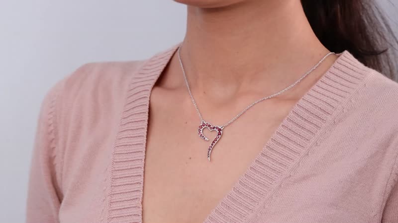 Mozambique Garnet Necklace 18 Inches in Platinum Over Sterling Silver 1.80 ctw