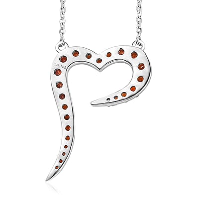 Mozambique Garnet Eternal Love Snake Heart Necklace 18 Inches in Platinum Over Sterling Silver 1.80 ctw