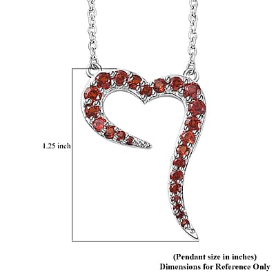 Mozambique Garnet Eternal Love Snake Heart Necklace 18 Inches in Platinum Over Sterling Silver 1.80 ctw