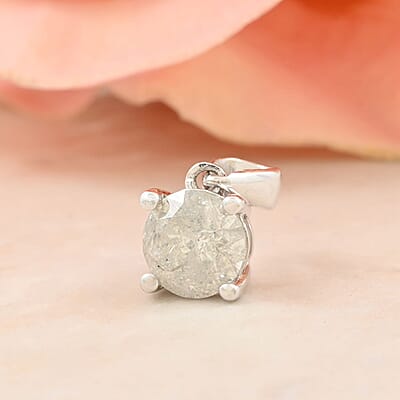 10K White Gold G-H I3 Diamond Solitaire Pendant without Chain 1.00 ctw