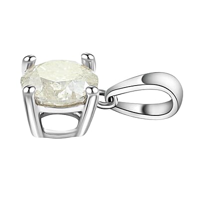 10K White Gold G-H I3 Diamond Solitaire Pendant without Chain 1.00 ctw