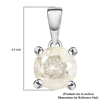 10K White Gold G-H I3 Diamond Solitaire Pendant without Chain 1.00 ctw