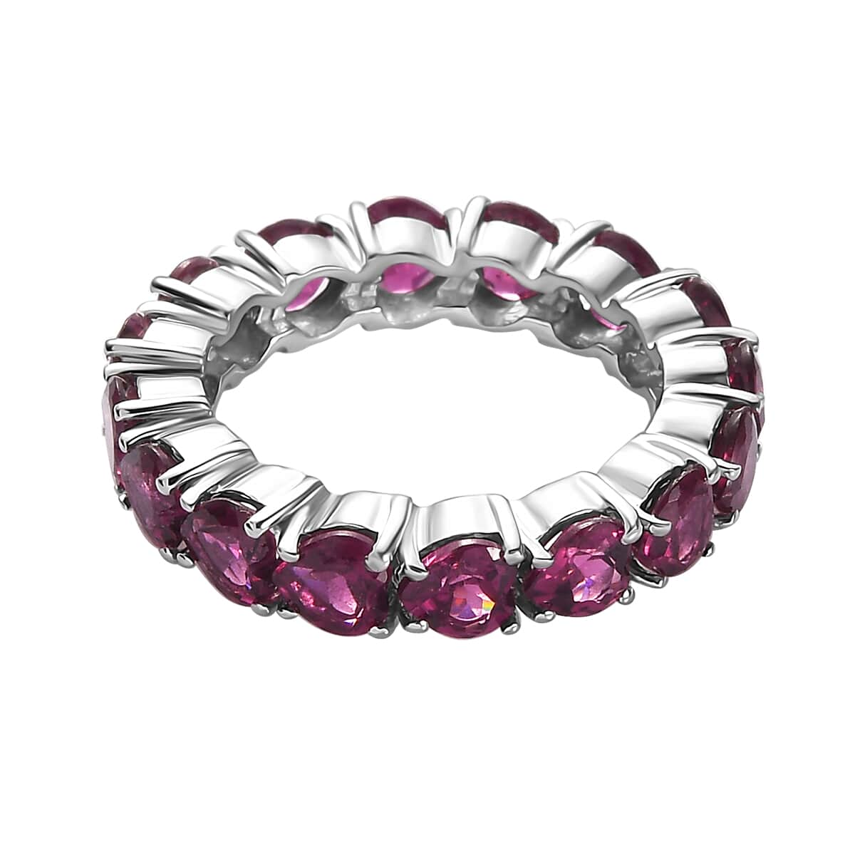 Orissa Rhodolite Garnet Eternity Band Ring in Platinum Over Sterling Silver (Size 5.0) 5.65 ctw image number 4