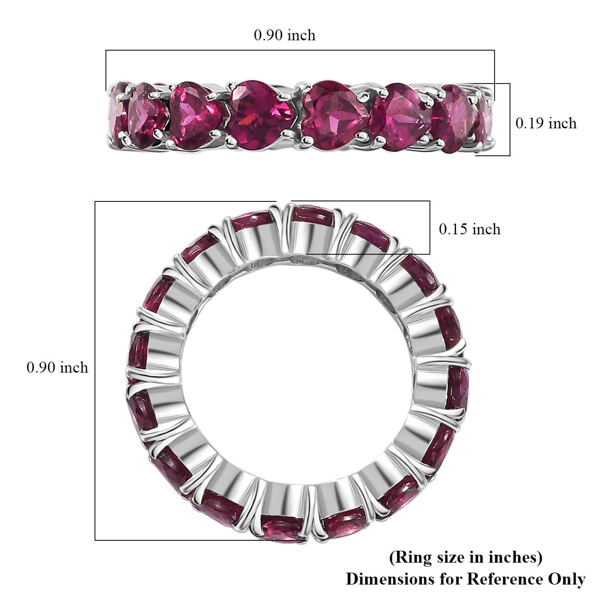 Orissa Rhodolite Garnet Eternity Band Ring in Platinum Over Sterling Silver (Size 5.0) 5.65 ctw image number 5