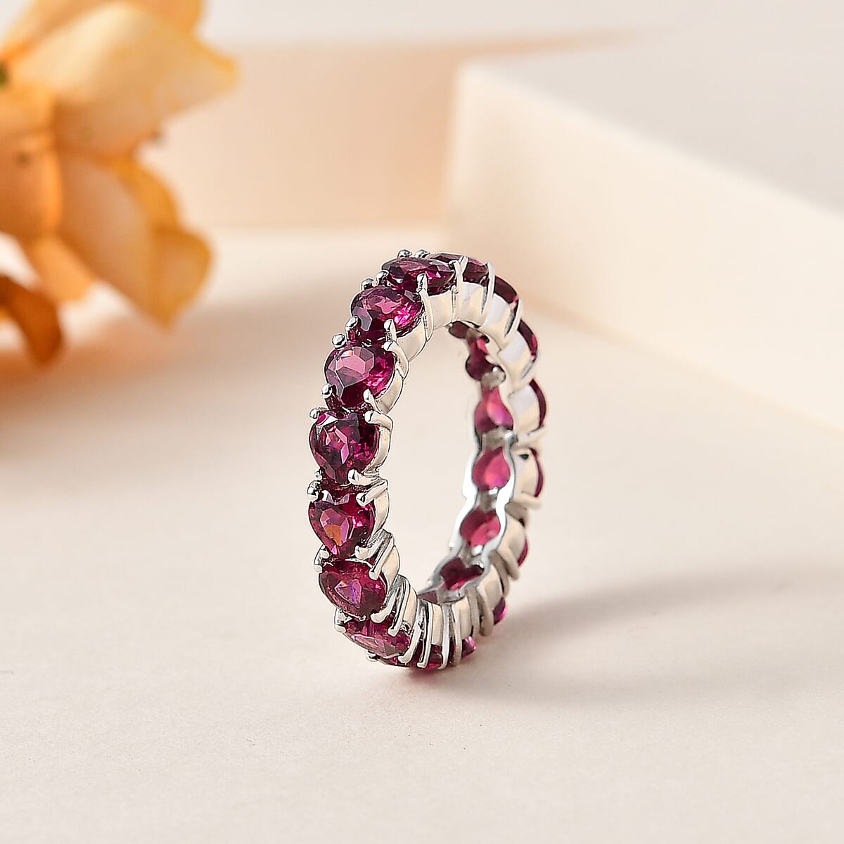 Orissa Rhodolite Garnet Eternity Band Ring in Platinum Over Sterling Silver (Size 8) 5.65 ctw image number 1