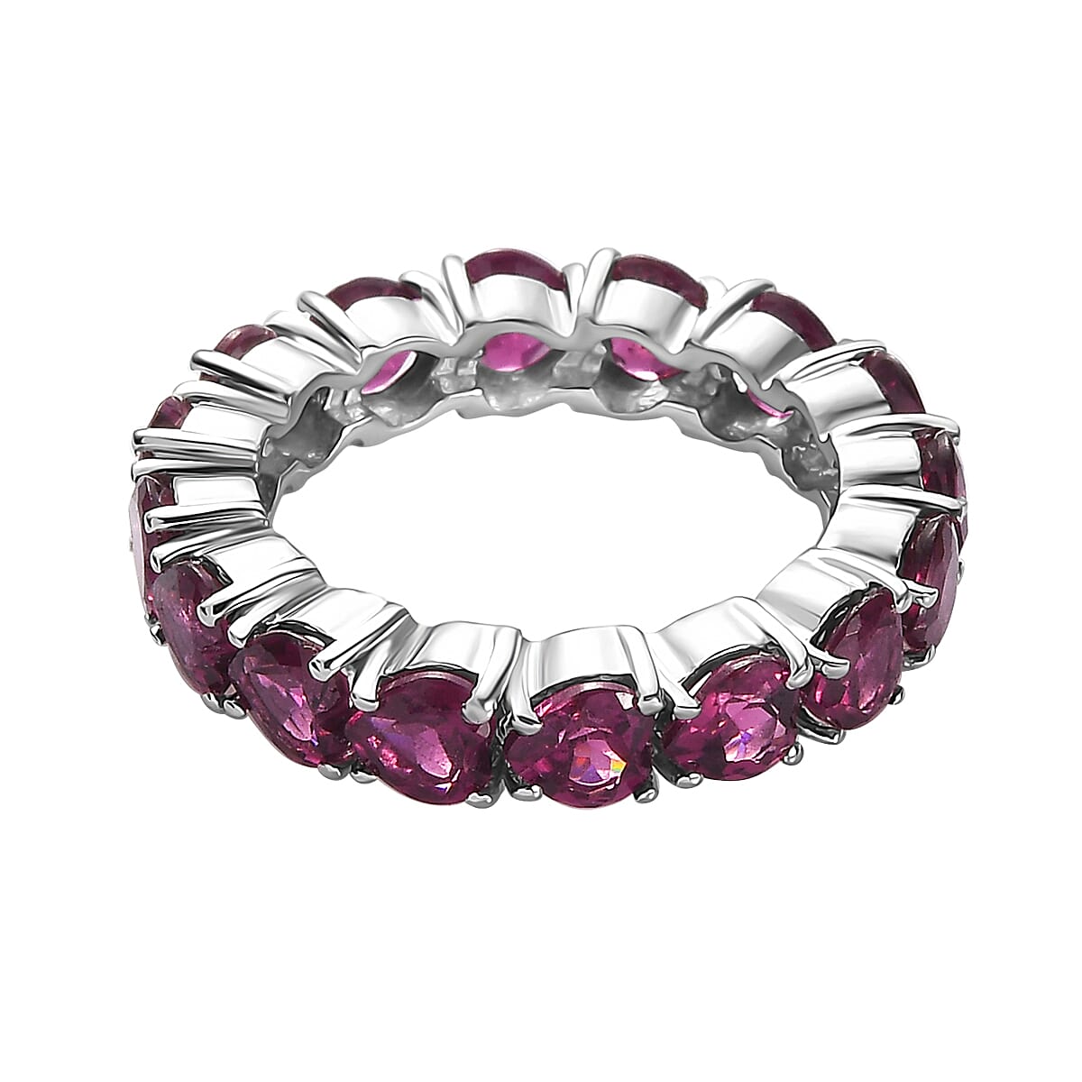 Orissa Rhodolite Garnet Eternity Band Ring in Platinum Over Sterling Silver (Size 8) 5.65 ctw image number 4