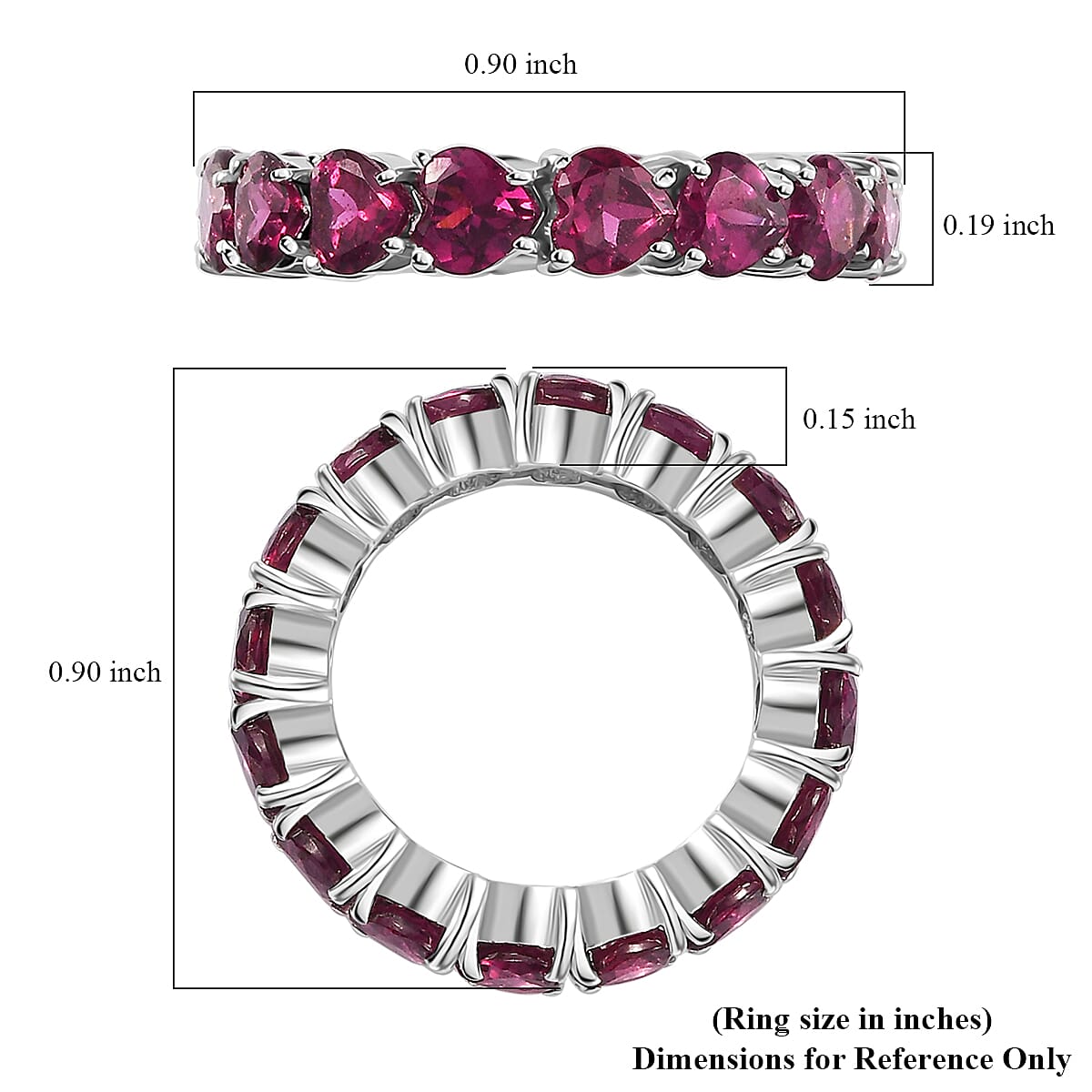 Orissa Rhodolite Garnet Eternity Band Ring in Platinum Over Sterling Silver (Size 8) 5.65 ctw image number 5