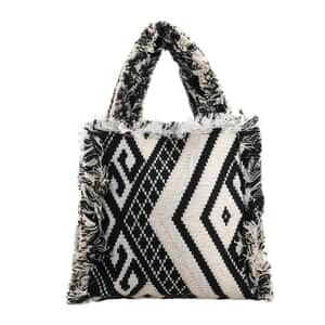 Black and White Handloom Fabric Tote Bag