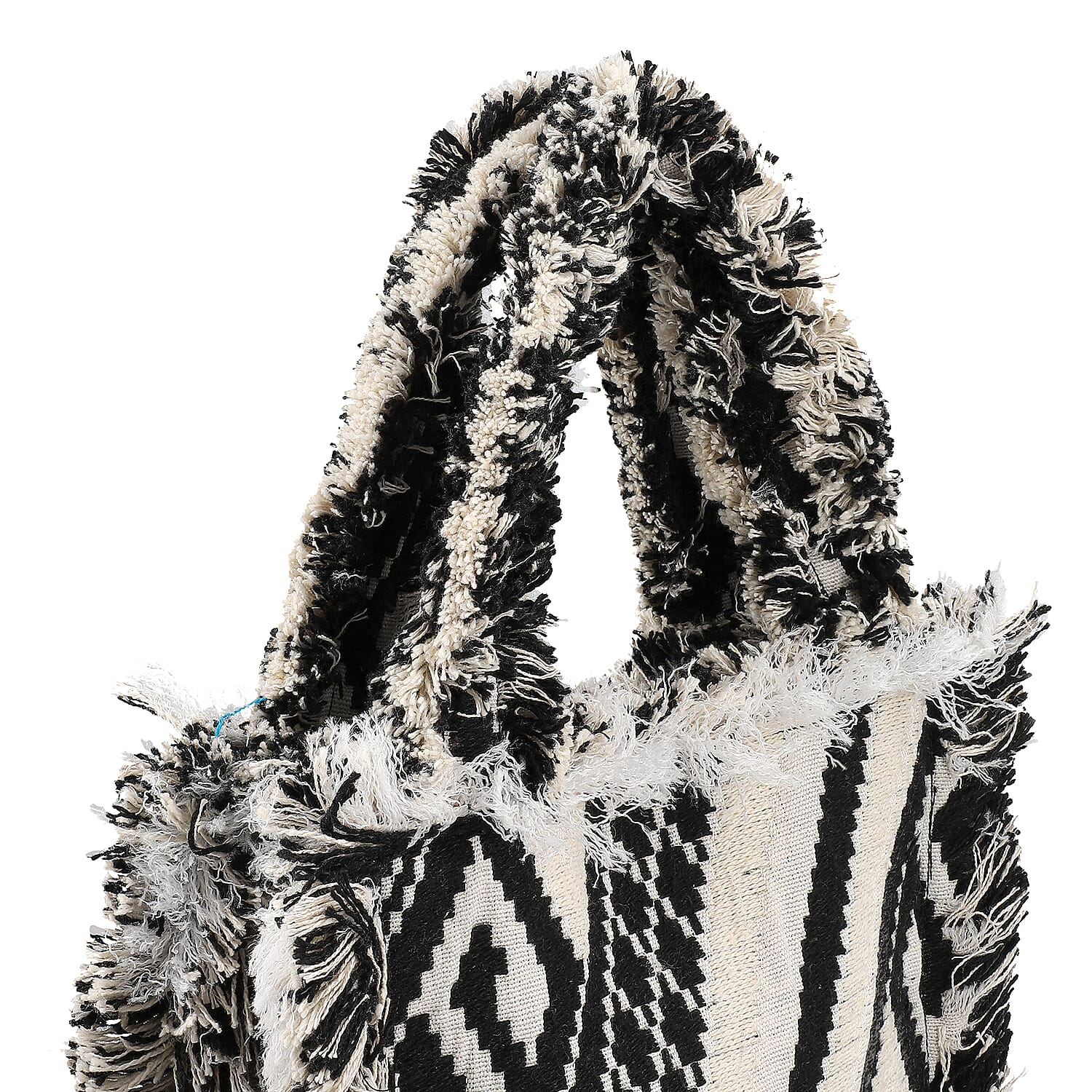 Black and White Handloom Fabric Tote Bag