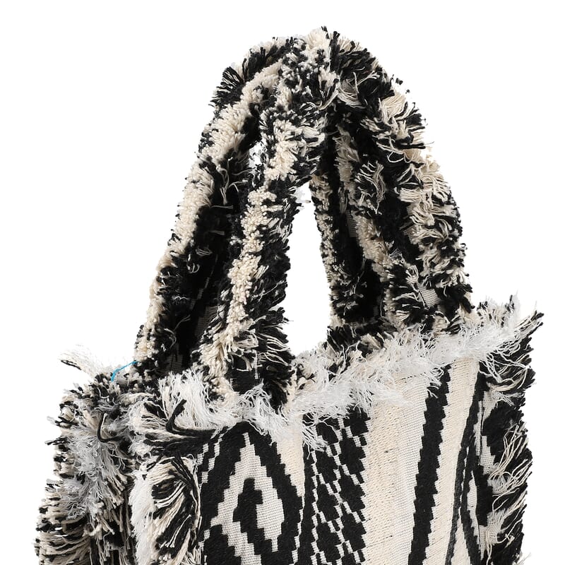Black and White Handloom Fabric Tote Bag