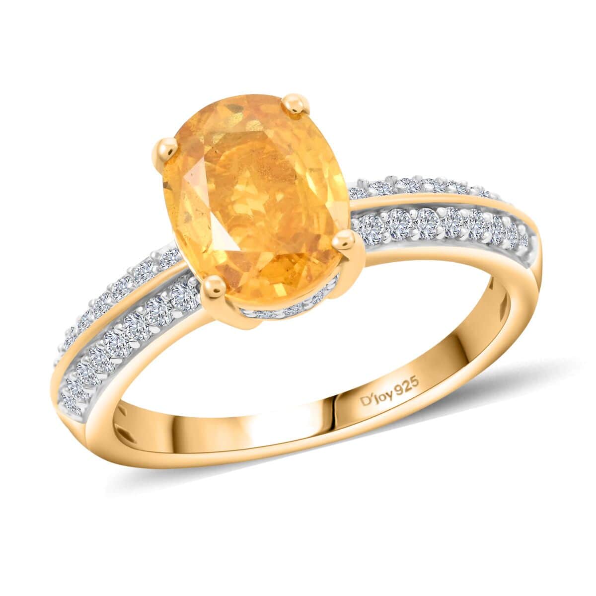 Premium Yellow Sapphire and Moissanite Ring in Vermeil Yellow Gold Over Sterling Silver (Size 7.0) 3.00 ctw image number 0