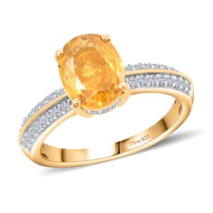 Premium Yellow Sapphire and Moissanite Ring in Vermeil Yellow Gold Over Sterling Silver (Size 7.0) 3.00 ctw