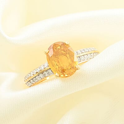 Premium Yellow Sapphire and Moissanite Ring in Vermeil Yellow Gold Over Sterling Silver (Size 7.0) 3.00 ctw